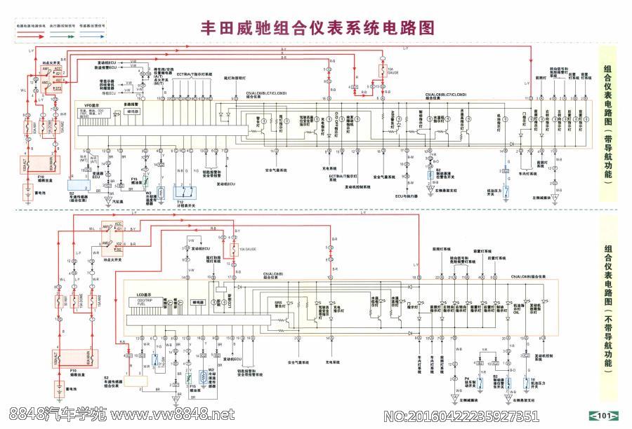 丰田威驰组合仪表系统电路图